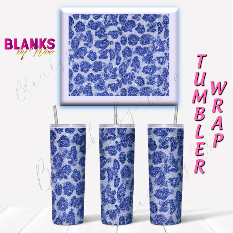 Cheetah Glitter Tumbler Wrap - Blue