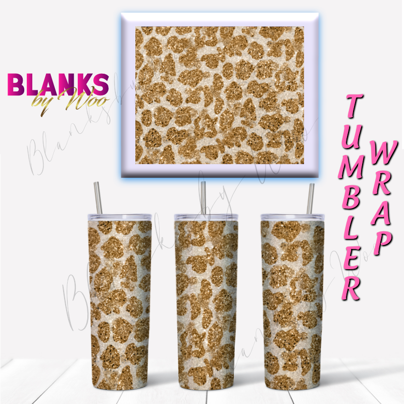 Cheetah Glitter Tumbler Wrap - Bronze