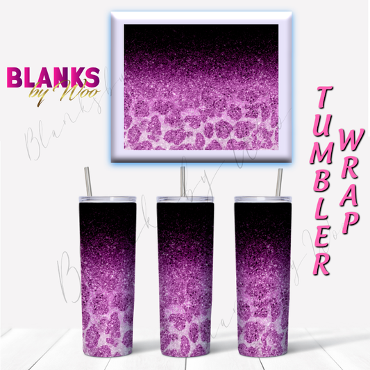 Cheetah Glitter Ombre Tumbler Wrap - Purple