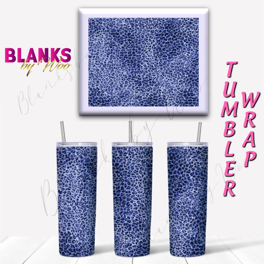 Leopard Glitter  Tumbler Wrap - Blue