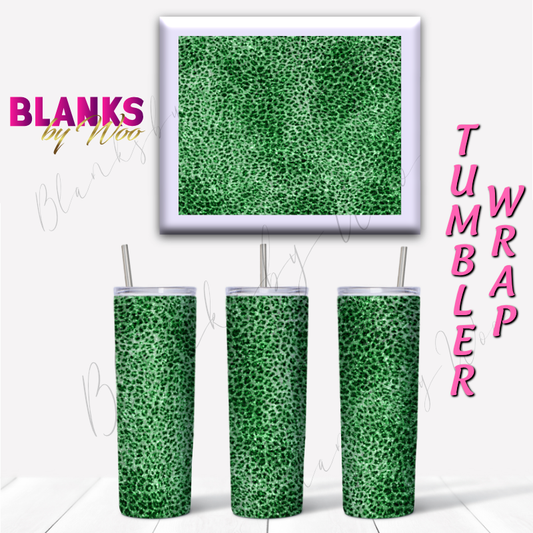 Leopard Glitter Tumbler Wrap - Green