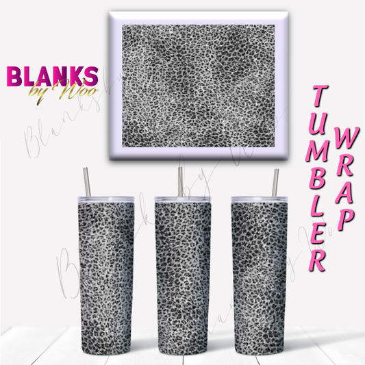 Leopard Glitter Tumbler Wrap - Silver