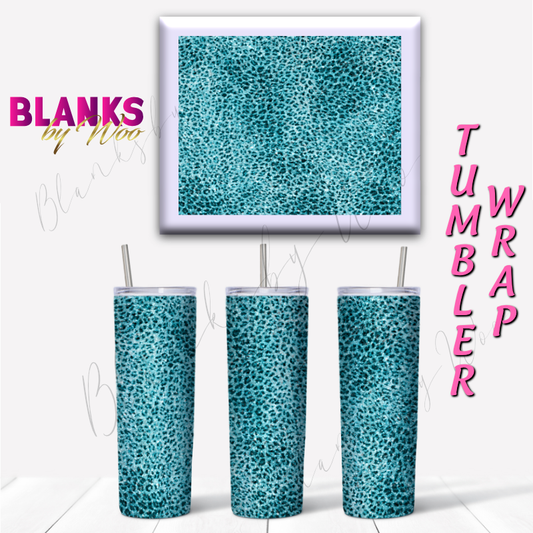 Leopard Glitter Tumbler Wrap - Turquoise