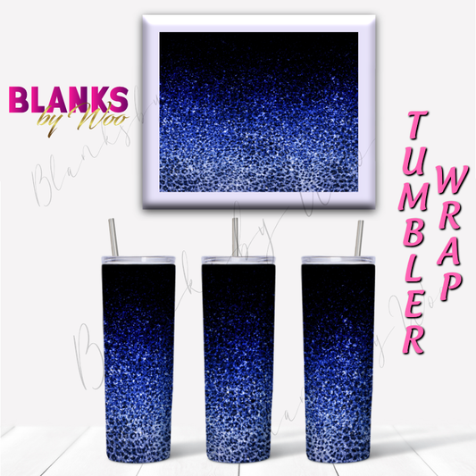 Leopard Glitter Ombre Tumbler Wrap - Blue