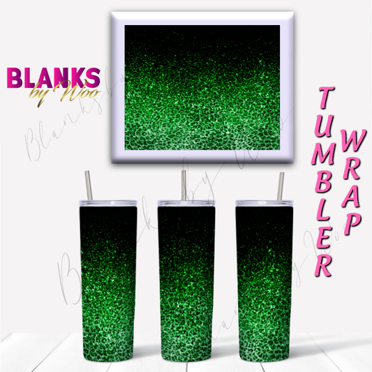 Leopard Glitter Ombre Tumbler Wrap - Green