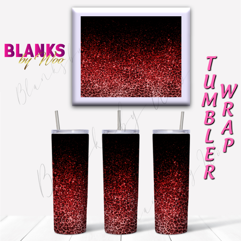 Leopard Glitter Ombre Tumbler Wrap - Maroon