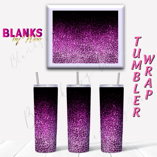 Leopard Glitter Ombre Tumbler Wrap - Purple