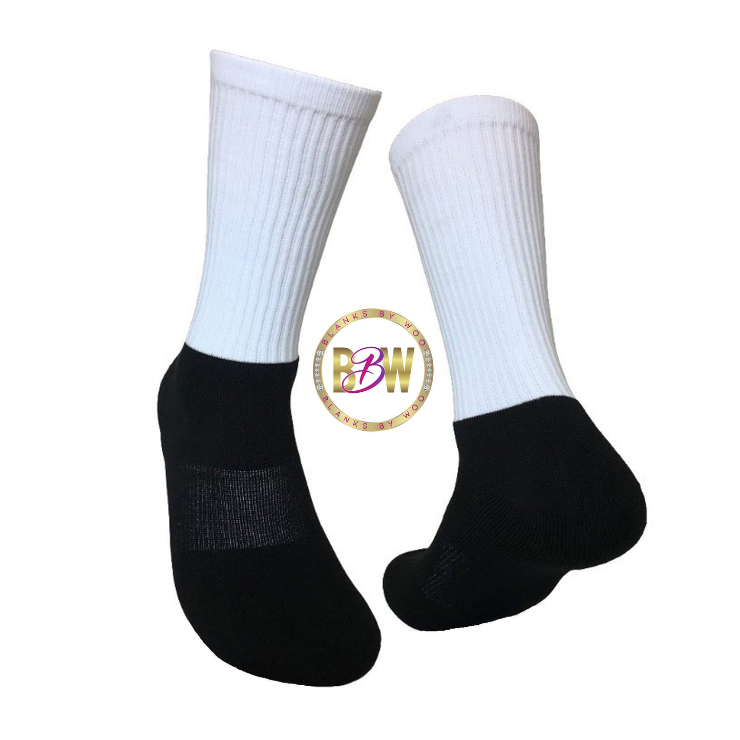 Adult Blank Color Athletic Sublimation Socks (Cotton Bottom)