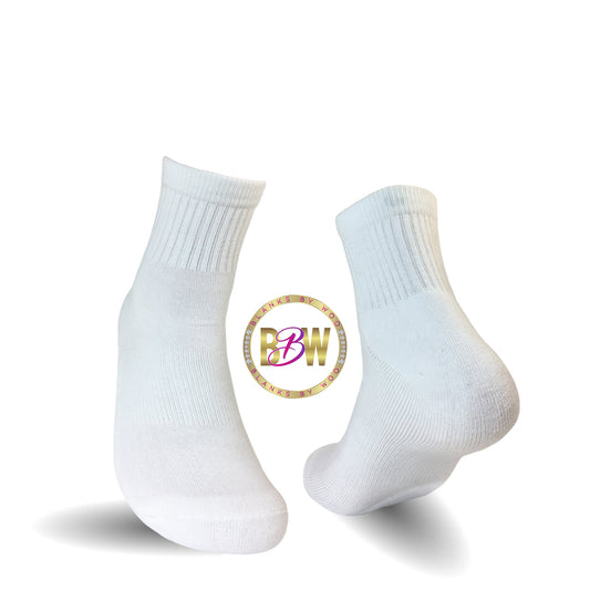Adult Streetwear Ankle Sublimation Socks - White Only