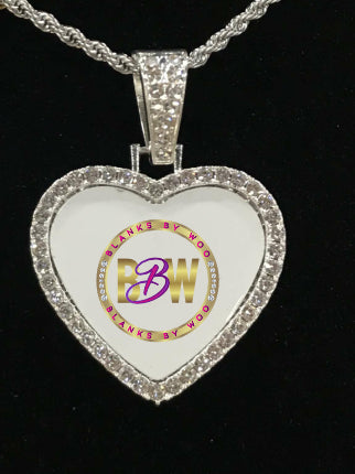 Bling Heart Sublimation Charm with Rope Necklace