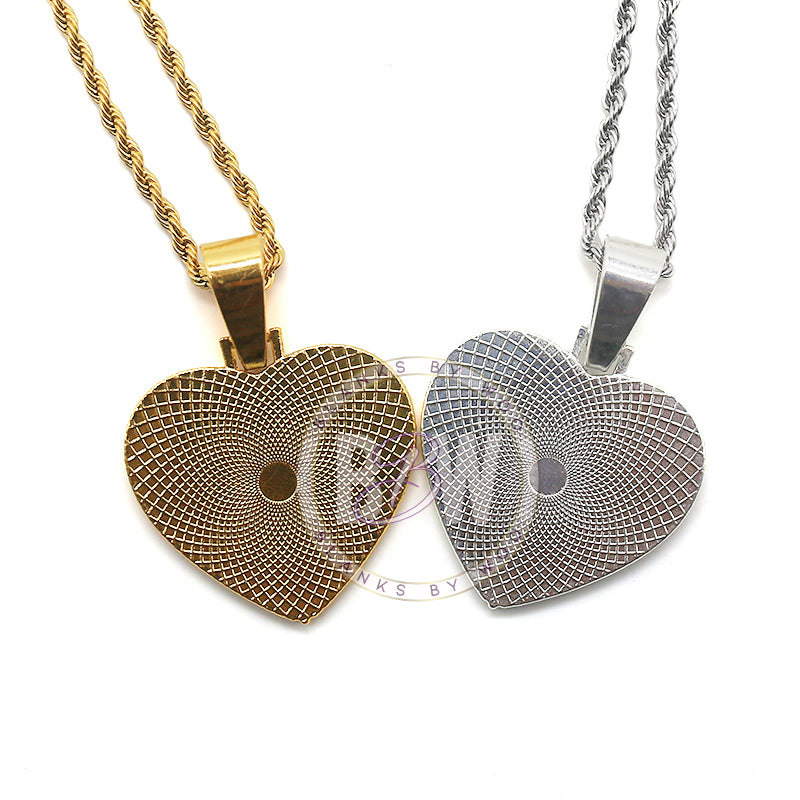 Bling Heart Sublimation Charm with Rope Necklace